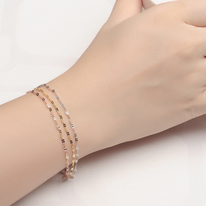 18k-Pure-Gold-Female-Bracelets-Fine-Jewelry-Four-Clover-Gift-Girl-Thin-Trendy-Solid-750-Real-5